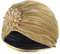 Meleager Damen Turban Hut mit Kristall Brosche,20er Jahre Hut Exotisch Glitzer Elastische, 1920s Damen Fasching Kostüm Accessoires(Gold)