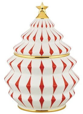 Alessi Delight NZ02 - Contenitore per Biscotti Natalizio, in Porcellana, Rosso, Bianco e Oro