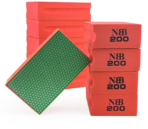 NBB Almohadilla diamantada para lijar y pulir a Mano con Diamante galvanizado para Piedra, mármol, Granito, cerámica, azulejo, Vidrio, con Almohadilla de Esponja Flexible, Forma Hexagonal(10, 200#H)