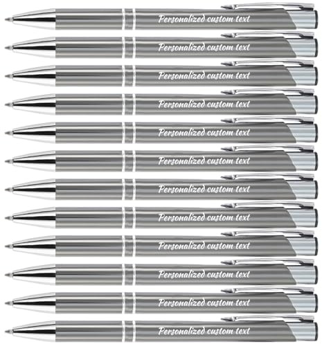 Personalisierte Kugelschreiber mit graviertem Namen, Individuelle Metall-Kugelschreiber mit Text, Nachricht, Geschenkkugelschreiber für Büro, Schule, Hochzeiten, Weihnachten, Schwarze Tinte, 36 Stück
