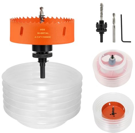 4 1/4 Hole Saw for Recessed Lights, 4.25 Inch Bi-Metal Hole Cutter Kit with Dust Bowl Catcher for Led Recessed Lighting 4 Inch, Ceiling, Wood, Drywall and Plastic