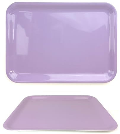 Lizzy Pastel Serving Tray Regular Rectangular (L36 x W26cm) | Dinner or Drinks Serving Trays Easy Grip Handles Ideal for Food Prep, Tea, Breakfast in Bed (1, Lilac)