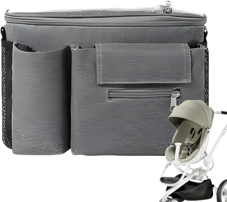 Organisateur de Poussette avec Porte-Bouteilles, Organisateur de Rangement pour, Design sûr pour Les Voyages en Voiture, Les et l'utilisation Quotidienne de Maman, Gris,