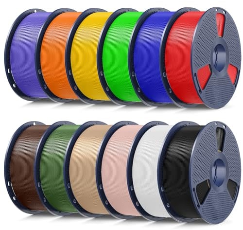 SUNLU 1KG*12 PLA+2.0 Filament, Stärker und Robuster, High Speed Upgrade PLA PLUS Filament, 1KG pro Spule, 12 Rollen, Mehrfarbiges 3D Drucker Filament-Paket