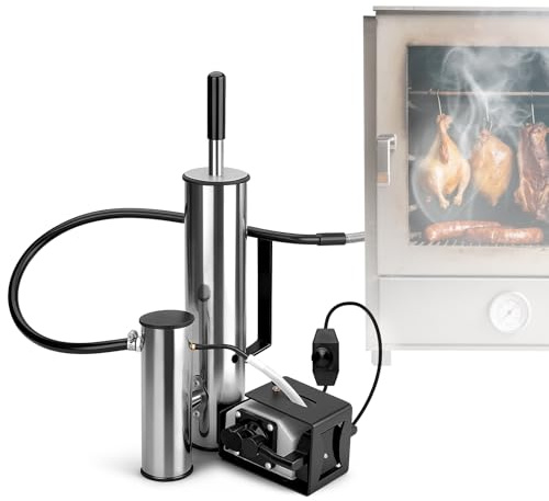 Kaltrauchgenerator aus Edelstahl, Rauchgenerator für Räucherofen Elektrisch mit 25W Superleistungsfähige Sauerstoffpumpe, Rauchmenge Stufenlos Regulierbar, Ideal für Fisch, Fleisch, Käse, BBQ