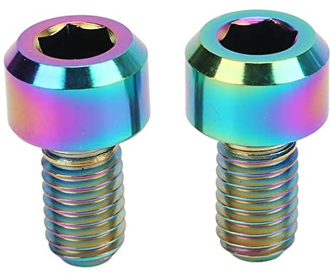 2 Pcs Bike Disc Brake Bolts, Bike Front Rear Derailleur Wheel Screws, Bikes Stem Bolts, Titanium Alloy, M5 9mm, Colorful