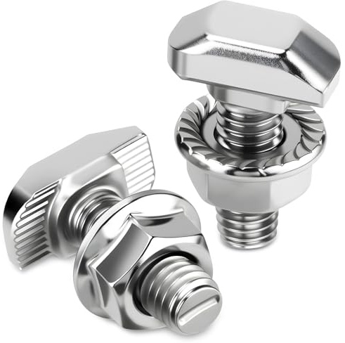 mawmuaw Hammarskruvar M6 x 12 mm, 12 stycken hammarskruvar i rostfritt stål A2-70 T-skruvar med låsmuttrar, flänsmuttrar M6 för solcellsmontering, PV solmonteringsskena, växthus