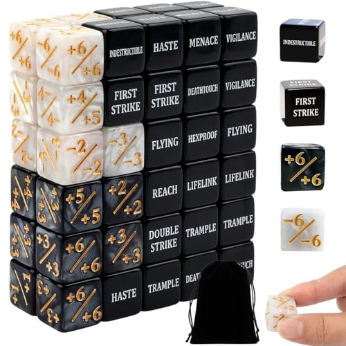 YyiFcg 48 Stück MTG Würfel Zähler Set für Tabletop und Kartenspiele | Praktisches Dice Set zur Statusverfolgung für Magic The Gathering, TCG und Brettspiele