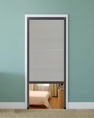 Concertina Door Grey Pull Down Folding Door - Blackout Non-woven Panel, Kitchen Laundry Room Accordion Louvre Shade Gate, 180cm Tall Roll up Screen(72x180cm/28x71in)