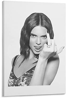 WQBYDS Foto Auf Leinwand 30 * 50cm Senza Cornice Modello Kendall Jenner's Funny Middle Finger Decorative Canvas Wall Art Soggiorno Poster Camera da letto