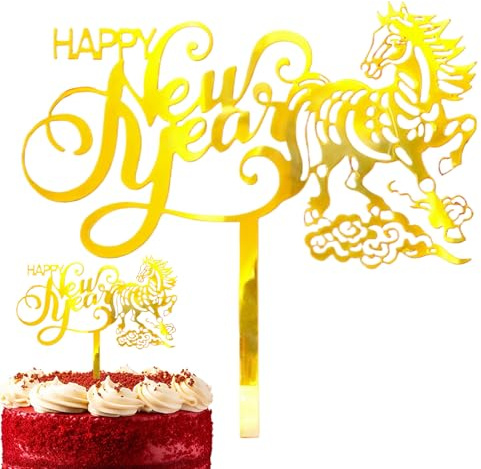 Topper Pour Gâteau Bonne Année, Fournitures D'anniversaire Cheval Nouvel An Chinois Acrylique 2D - Apéritifs Pour Fête - Pour Anniversaire Pâtisseries Maison Événements Graduation Fête Bureau