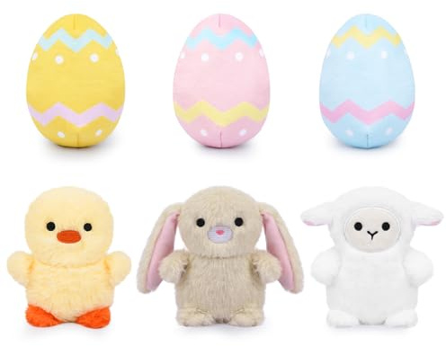 MUFEIRUO 3PCS Osterei Plüschtier,Ostereiern, Hasen-, Küken- und Schaf-Stofftiere, Eier mit Spielzeug Darin, Ostergeschenke für Kinder,Jungen und Mädchen,Geschenke für den Osterkorb und Partygeschenke