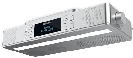 Karcher RA 2038D-S - Radio da cucina con radio FM/DAB+, da incasso con Bluetooth e luce, radio digitale con doppia sveglia e conto alla rovescia, colore: Argento