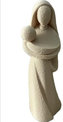 Ma(r)ke(t) Figura de la Virgen María, Color Crema, Religioso, Decoración del Hogar, Estatuilla de la Madre con Niño, Virgen María conteporánea, Idea de Regalo. (Virgen niño Moderna)