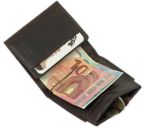 Sportliche Leder Dollarclip Herren Geldbörse Geldclip Geldbeutel mit Geldklammer Dunkelbraun