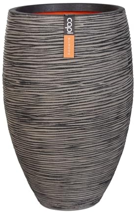 Capi Europe - Gefäß elegant Deluxe Rib NL - 55x85 - Anthrazit - Öffnung Ø38 - Blumentopf für den Innen- und Außeneinsatz - Bruchsicher - 100% recycelbar - KOFZ1132
