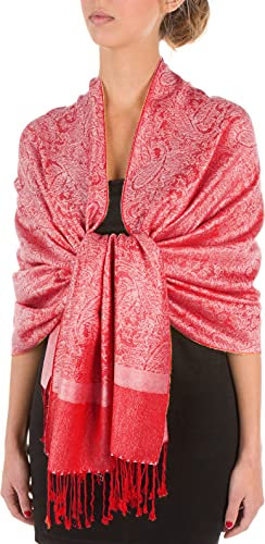 Sakkas 70 x 28 Paisley Selbst Design-Schal/Wrap/Stola - TulipRed