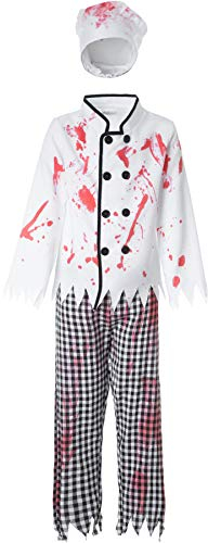 dressforfun 900431 - Jungenkostüm gruseliger Koch, Blutbeflecktes Koch-Kostüm in Schwarz und Weiß (158 | Nr. 302219)