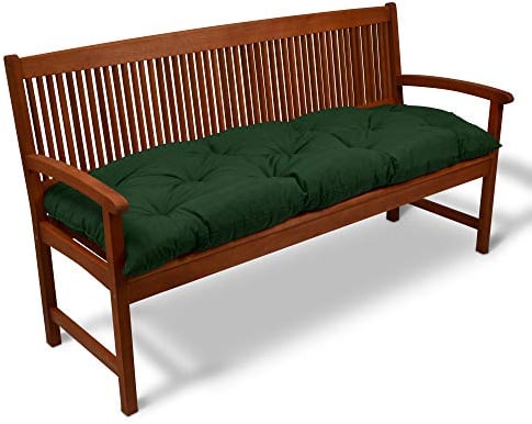 Beautissu Bankauflage Flair BK - Sitzkissen für Gartenbank - Polster Auflage Outdoor - Bankpolster Auflage für Sitzbank & Hollywoodschaukel - ca. 150x50x10 cm - Dunkelgrün
