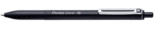 Pentel BX470-A Kugelschreiber IZee, Druckmechanik, Metallclip, 0, 5 mm Strichstärke, 12 Stück, Schwarz