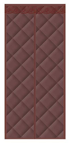 HMHD Magnetic Thermal Door Curtain, Insulation Windproof Magnetic Door Curtain Winter Folding Doors Internal Auto Closer, for Back Doors, Front Doors, Patio Doors -Brown-85x205CM