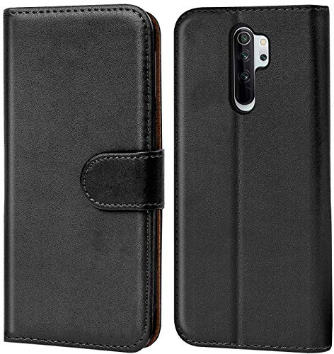 Verco Handyhülle für Xiaomi Redmi Note 8 Pro Hülle, Bookcase Tasche Flipcover für Redmi Note 8 Pro Case [Kartenfächer/Aufstellfunktion], Schwarz