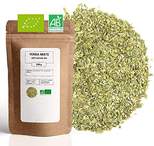 Yerba Maté vert Bio - Origine Brésil - 200g - 80 tasses - Riche en vitamines et Antioxydants - 100% bio - Mes-Thés