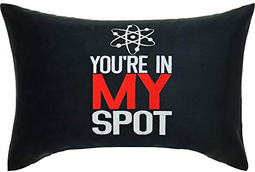 EXPRESS-STICKEREI Lustiges Dekokissen You Are IN My Spot Wohnzimmer Deko Kissen TBBT Sheldon Zierkissen für Büro Polsterüberzug für Sofa Entrepreneur Geschenk für Office | 40x60cm | schwarz