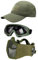 Hodeacc Juego de 3 máscaras tácticas de Airsoft para béisbol,máscara de Malla de Media Cara Ajustable con protección para los oídos,Gafas Anti UV,Gafas de Airsoft para Aire Libre
