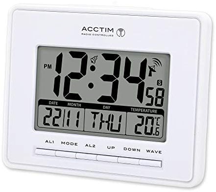 Acctim Infinity 71952 Radio Controlled LCD Alarm Clock in White