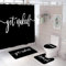 Grey Get Naked Shower Curtains with Bath Mats,4 Piece Machine Washable Mildew Proof Toilet Lid Cover,Non-slip Bathroom Mat, Absorbent Pedestal Rugs and Waterproof Bathtub Curtain with Hooks (Black)