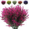 Yanyan 8 Künstliche Lavendel Blumensträuße Gefälschte Grün Sträucher Büsche Pflanzen Blumen Dekorationen für Garten Outdoor Indoor Home Decor (Fuchsie)