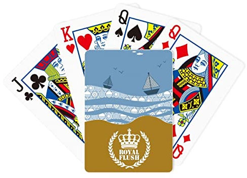 Royal Flush Poker Kartenspiel Sea Wave Boot Landschaft Wolke Illustration