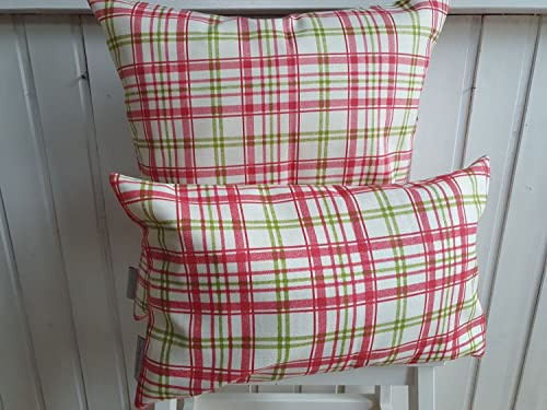Arinosa Kissen Karo Shabby Landhaus englischer Stil 30x50, 40x40 oder 50x50 cm, Bitte Größe wählen:40x40