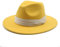 QBQZXAOSOWH Fedora Trilby Hüte Für Damen Fedoras Hüte Klassische Panama-Männer Breite Krempe Filzhut Kirche Hochzeit Filzband 59-61 cm (XL) Gelb