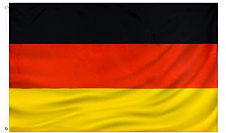 Deutsche Flagge, 90 x 150 cm, Polyester, Deutschland-Flagge, für den Innen- und Außenbereich, Segeltuch, doppelt genäht mit zwei Messingösen