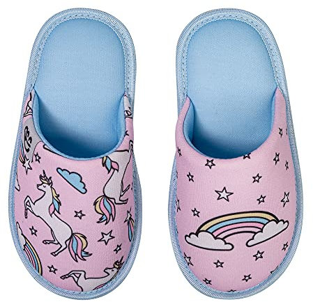 Dedoles Pantofole Donna Uomo & Bambini Ciabatte Memory Foam con tanti Design Unicorno Gatti Caffè Musica Regalo, Colore: Unicorno arcobaleno, 32-33 EU