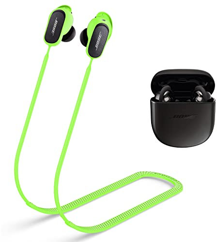 WOFRO Anti-Verlust-Gurt für Bose QuietComfort Ohrhörer II und Bose QuietComfort Ultra (2023), Sport-Umhängeband aus weichem Silikon, kompatibel mit neuen Bose QC Ohrhörern, 3 Halsschnur, Grün