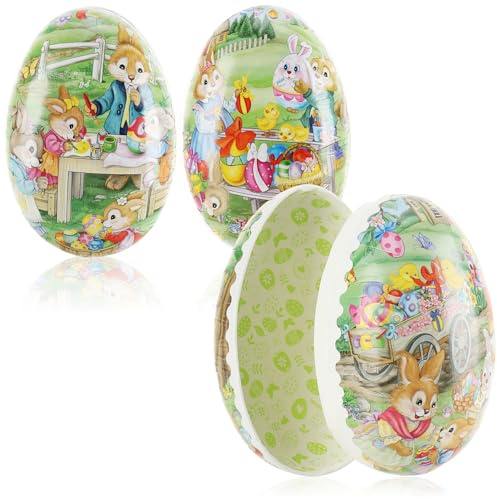 com-four® 3X Osterei zum Befüllen, 18 cm Bunte Füll-Eier für Ostern | aufklappbare Papp-Eier mit traditionellen Oster-Motiven - füllbare Deko-Ostereier