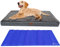 VOUNOT Orthopädisches Hundebett mit Abnehmbarer Kühlmatte, 2 in 1 Hundekissen Grosse Hunde, Waschbare Hundematte, Grau 115x81x9 cm