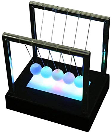 Hztyyier LED Newton's Cradle, Newtons Gesetze mit Schwingenden Bällen, Physik Wissenschaft Pendel Kugeln Schreibtisch für Büro