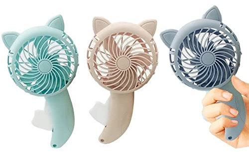 vepoty Small Hand Held Fan 3pcs Manual Press Fan Mini Portable Fan Cooling Cartoon Held Fan for Travel Office (random Color)