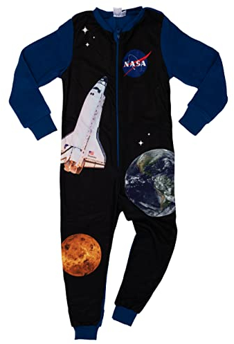 United Labels NASA Jumpsuit für Jungen, Blau Schwarz, 110-116, Overall lang, Schlafanzug Einteiler für Kinder