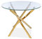 SIGNAL MEBLE Table à Manger Ronde en Verre Trempé Et 4 Pieds en Métal Doré - D 90 X H 75 Cm