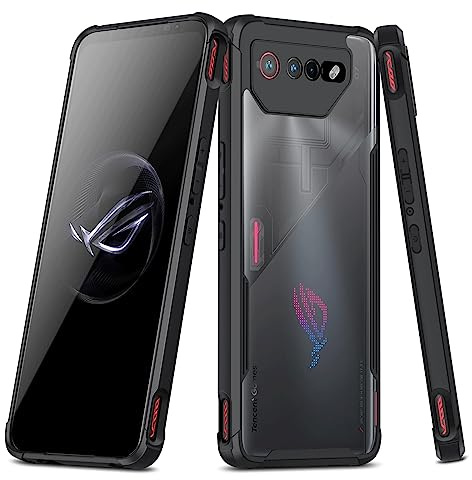 Fanbiya Hülle für ROG Phone 7 7 Ultimate Handyhülle Klar PC Back Eingebauter Kameraschutz Anti Kratzer Stoßfeste Schutzhülle Schwarz