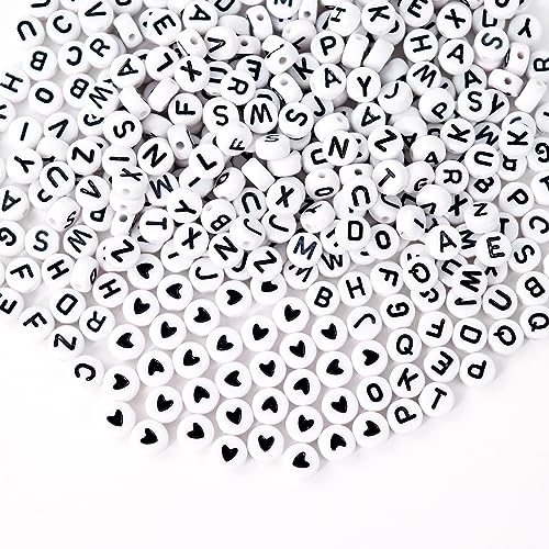 Redamancy Perles Alphabet, 400 Pièces Perles Lettres, 7 mm Perles Lettres pour Bracelet, Perle Lettre pour Bracelet Alphabet, Pour Bracelets,Bijoux Artisanaux, A à Z