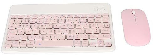 Jectse Clavier et Souris Bluetooth, Clavier et Souris sans Fil Ultra Minces de 10 Pouces, Ensemble de Clavier et Souris sans Fil Multi-appareils pour Tablette PC Portable (Rose)