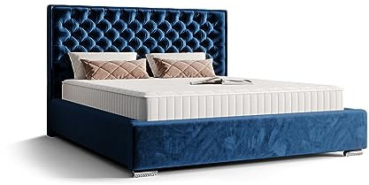 Polsterbett Bolsena 5 Farben inklusive Lattenrost 3 Breiten 140 160 180 Blau 180cm X 200cm