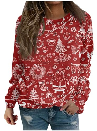 BFTHWY Weihnachtspullover Lichterkette Weihnachts-Sweatshirt Blanket Hoodie Women T-Low Hoodie Sweatshirt Pullover Mädchen Rockabilly Kleider Damen Weihnachten Strickjacke Damen Weiss Strickmode