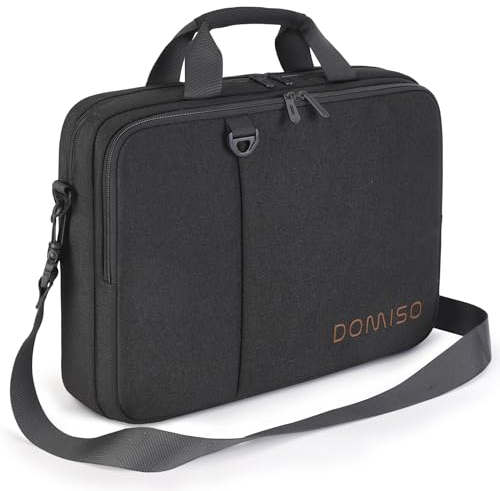 DOMISO 15,6 Zoll Laptop Tasche Aktentasche Schultertasche Wasserdicht Notebooktasche für 15.6 Dell XPS 15/ IdeaPad S510/ ThinkPad E575/HP Pavilion 15 Envy 15/Asus,Schwarz